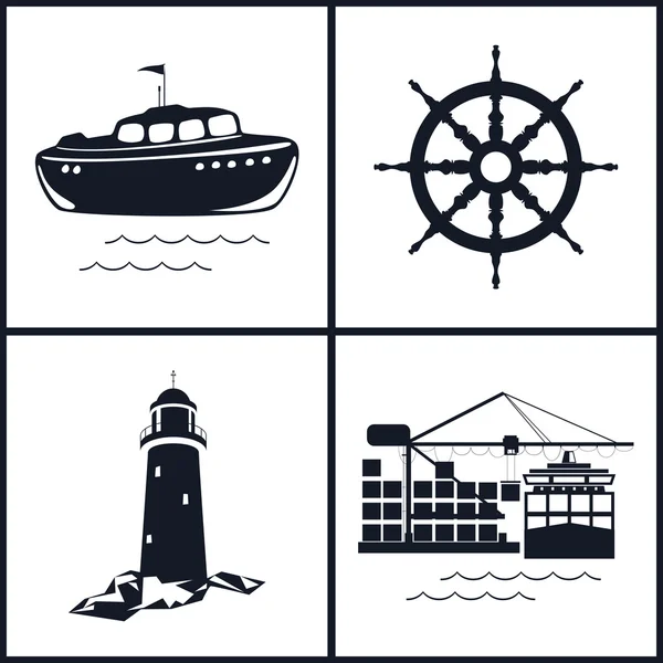 Zestaw ikon morskiego, ilustracji wektorowych — Wektor stockowy