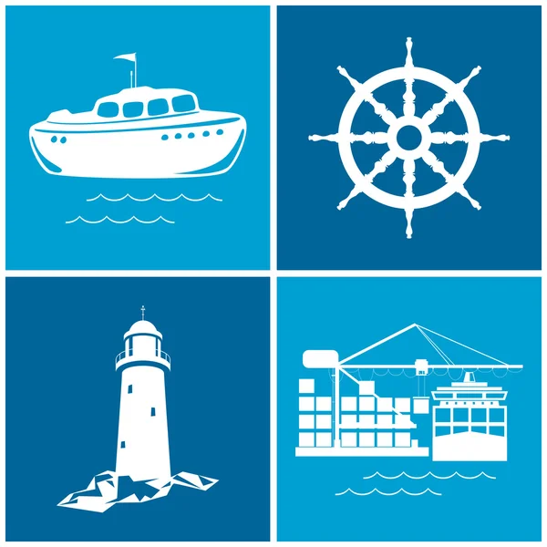 Zestaw ikon morskiego, ilustracji wektorowych — Wektor stockowy