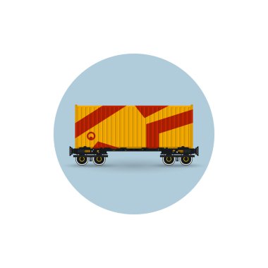 Kapsayıcı bir demiryolu konteyner platformda vektör çizim renkli simge