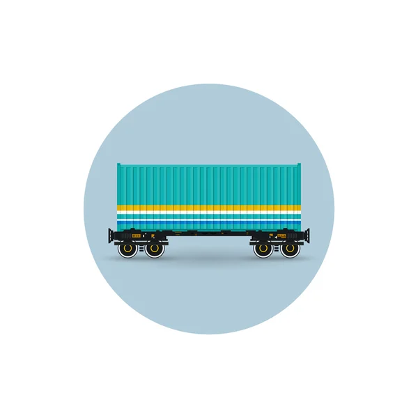 Icona colorato il contenitore su una piattaforma ferroviaria container, illustrazione vettoriale — Vettoriale Stock