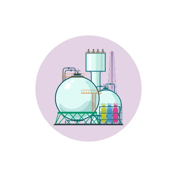 Icon of a chemical plant or refinery processing , vector illustration — Stock Vector