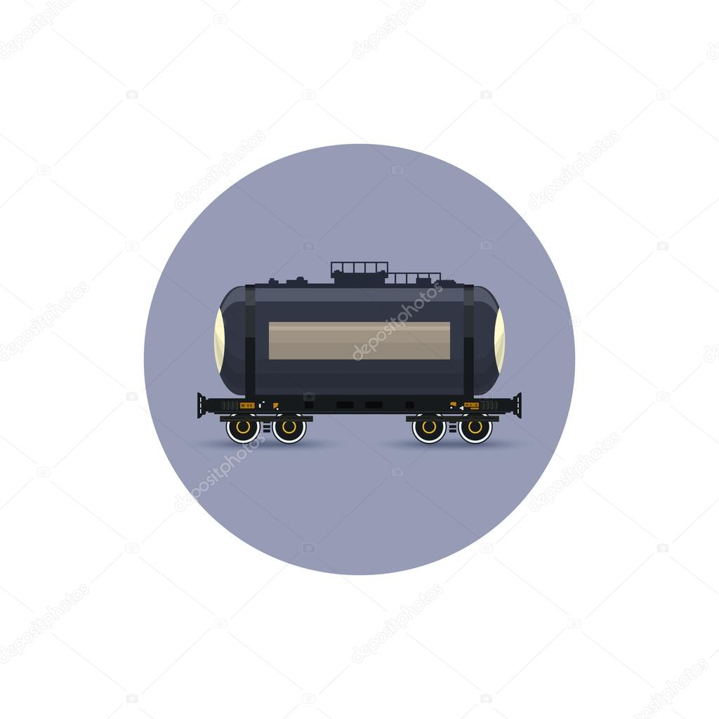 Icon  railway car the tank for transportation  freights,  vector illustration