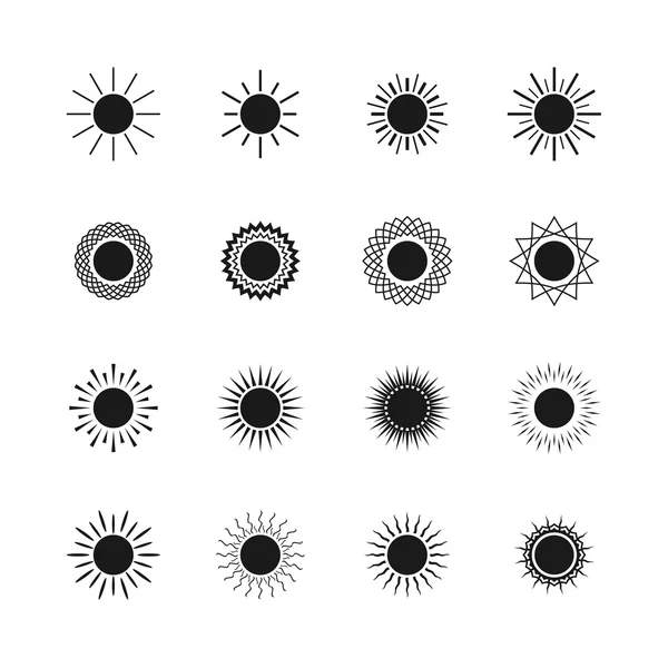 Set of different images of the sun, vector illustration — Stock Vector