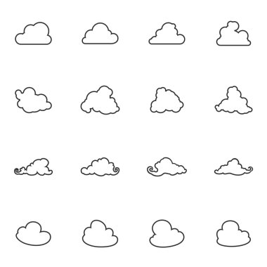 Farklı resim bulutlar, vektör çizim seti