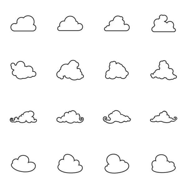 Conjunto de diferentes imágenes nubes, ilustración vectorial — Vector de stock