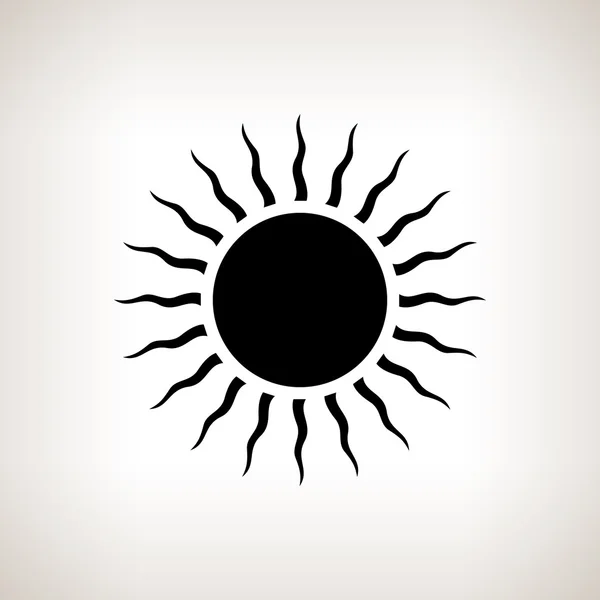 Silueta sol con rayos sobre un fondo claro, ilustración vectorial — Archivo Imágenes Vectoriales