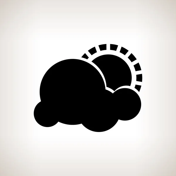 Nube de silueta con sol, ilustración vectorial — Vector de stock