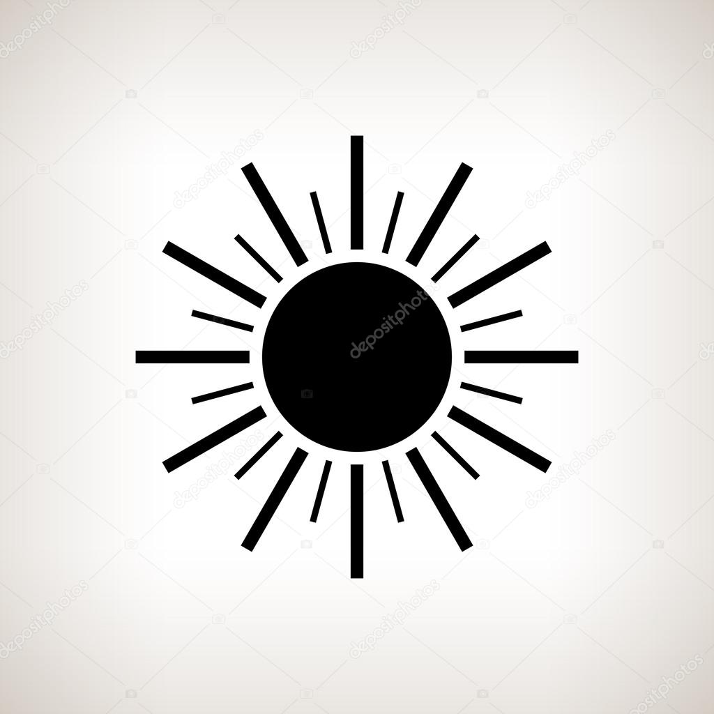Silhouette sun with rays on a light background, vector illustration