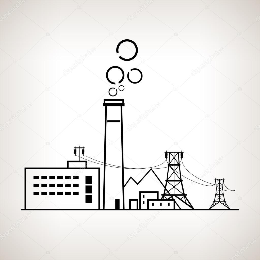 Silhouette coal power station, vector illustration