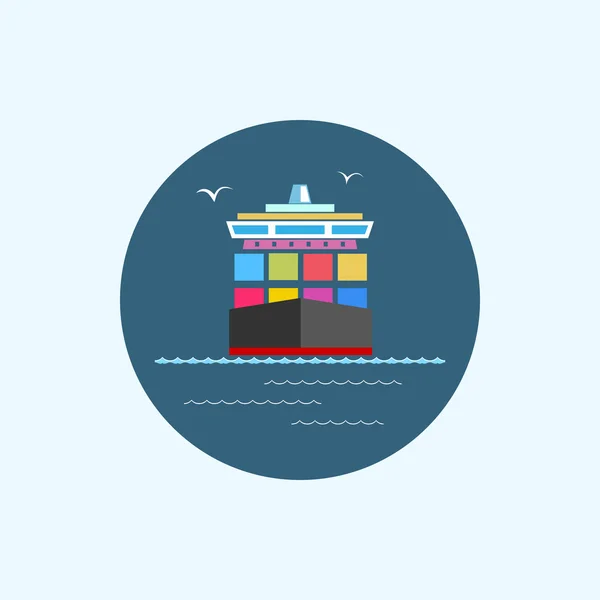 图标货物集装箱船 — 图库矢量图片