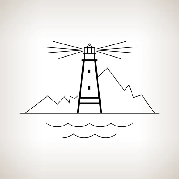 Silhouette lighthouse on a light background — Stock Vector