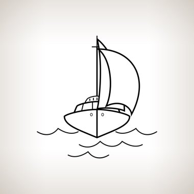 Silhouette yacht on a light background clipart