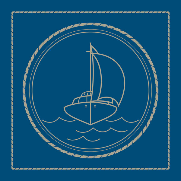 Эмблема морской пехоты с яхтой, парусником
