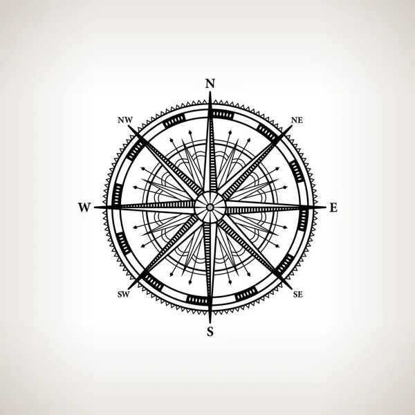 Silhouette Kompass Rose auf hellem Hintergrund — Stockvektor