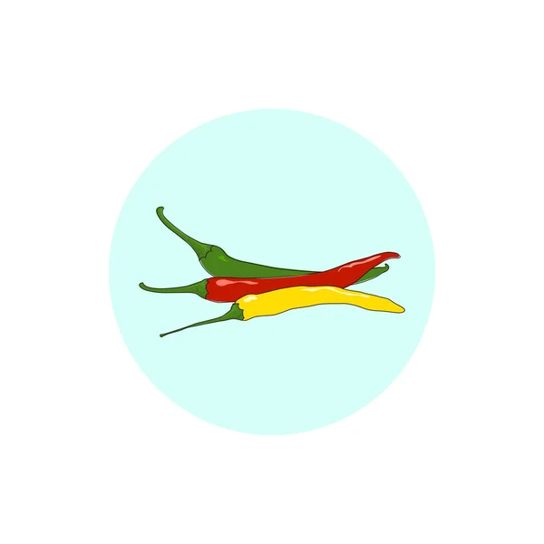 Pictogram rode, groene en gele hot chilipeper — Stockvector