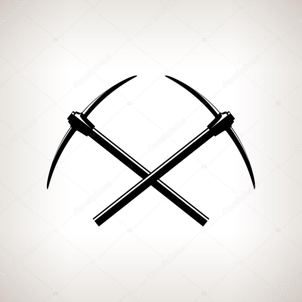 Silhouettes of two crossed pickaxes