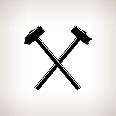 Bir çapraz çekiç ve balyoz silüeti