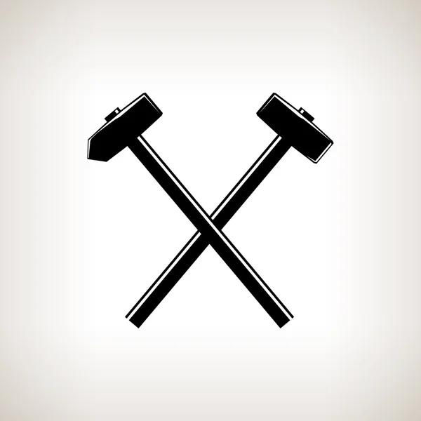 Sziluettje egy keresztbe kalapáccsal és a sledgehammer — Stock Vector