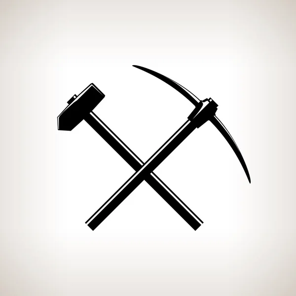 Silhouette of a Crossed Pickax and Sledgehammer — стоковый вектор