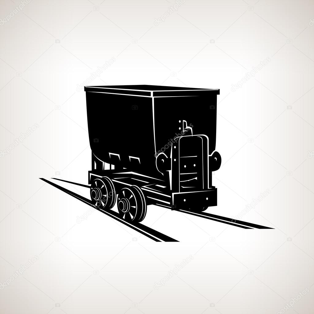 Silhouette coal mine trolley