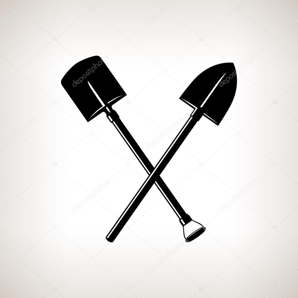 Silhouette of a crossed Shovels