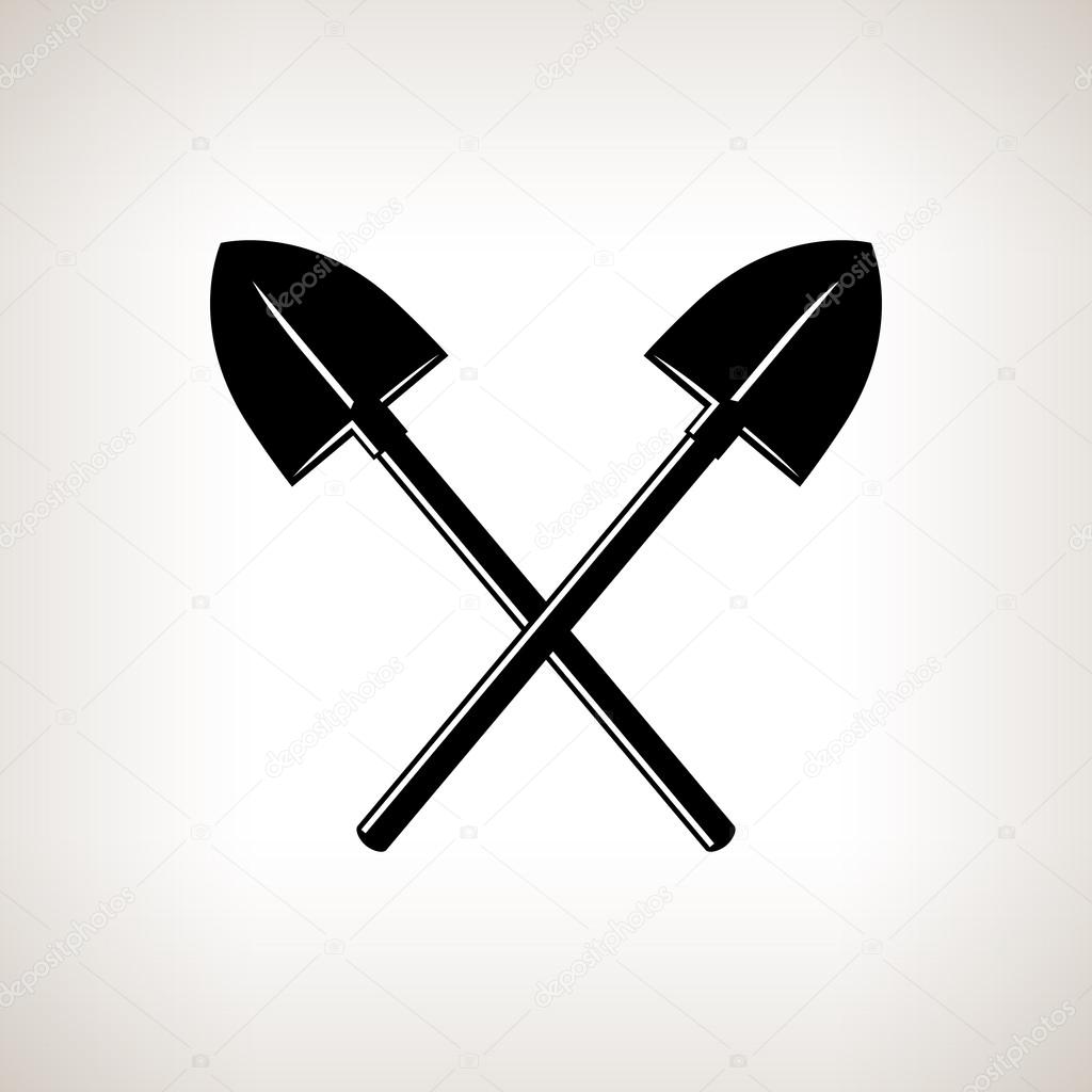 Silhouette of a crossed Shovels