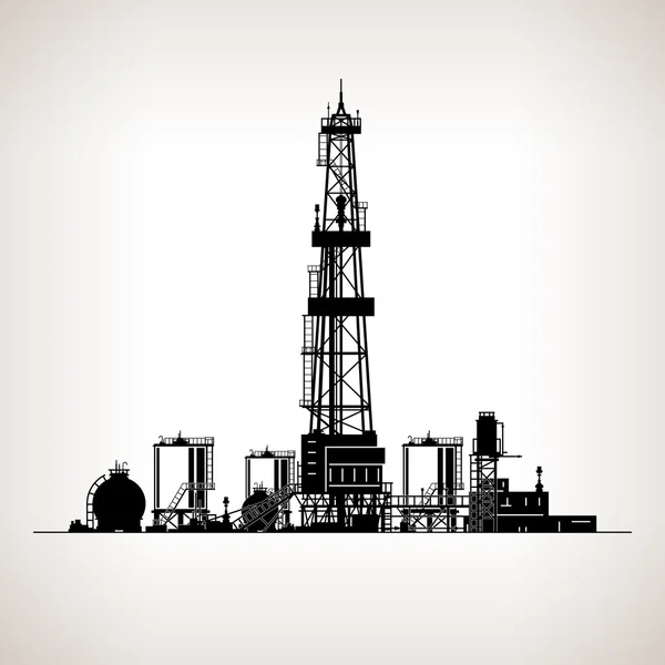 Σιλουέτα εξέδρα γεώτρησης πετρελαίου — Διανυσματικό Αρχείο