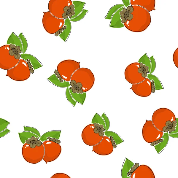 Seamless Pattern of  Persimmon — Stock Vector