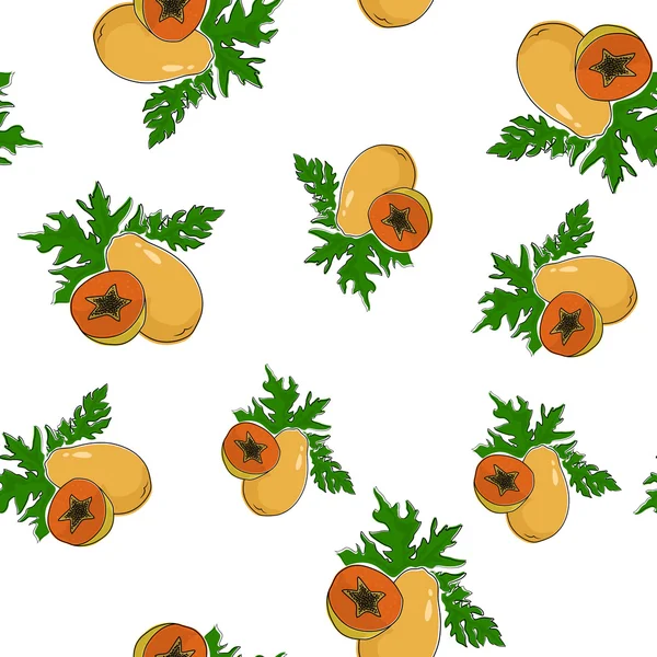 Patrón sin costura de Papaya — Archivo Imágenes Vectoriales
