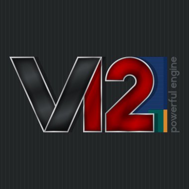 V12, parlak hacimsel amblemi V12