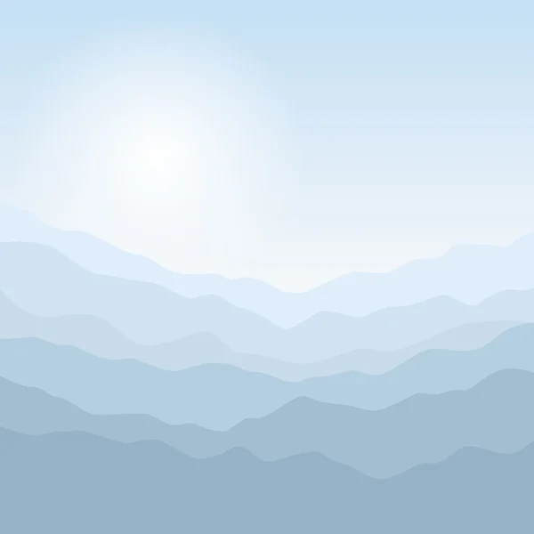 Silhouette of the Mountains  at Sunrise Vector Graphics