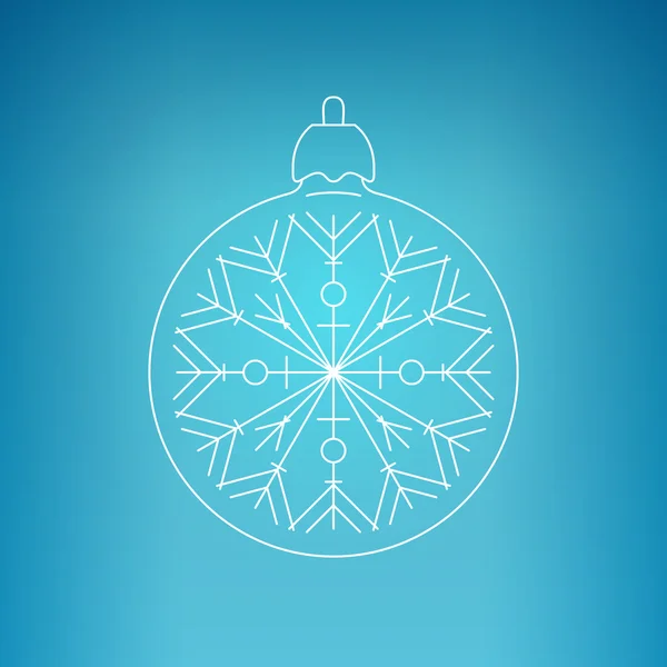 Weihnachtskugel mit Schneeflocke auf blauem Hintergrund — Stockvektor