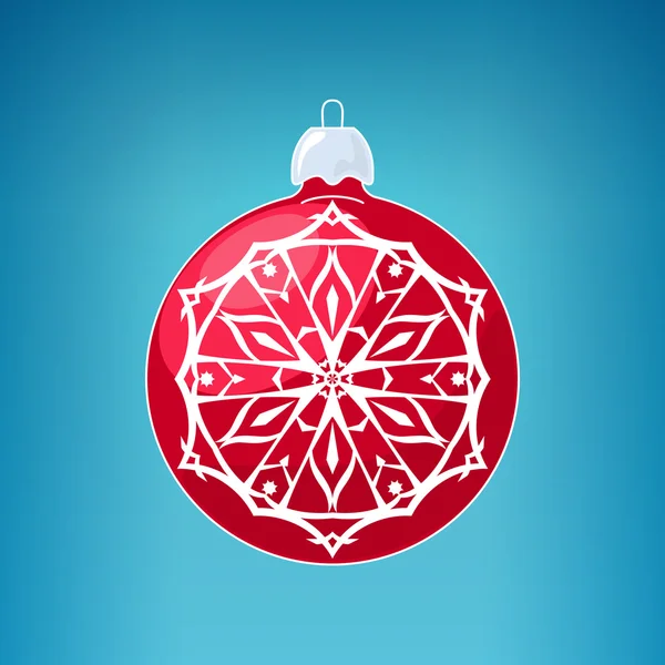 Red Ball with Snowflake, Merry Christmas — стоковый вектор