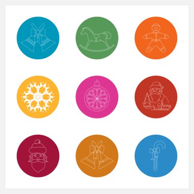 Renkli yuvarlak doğrusal simgeler kümesi