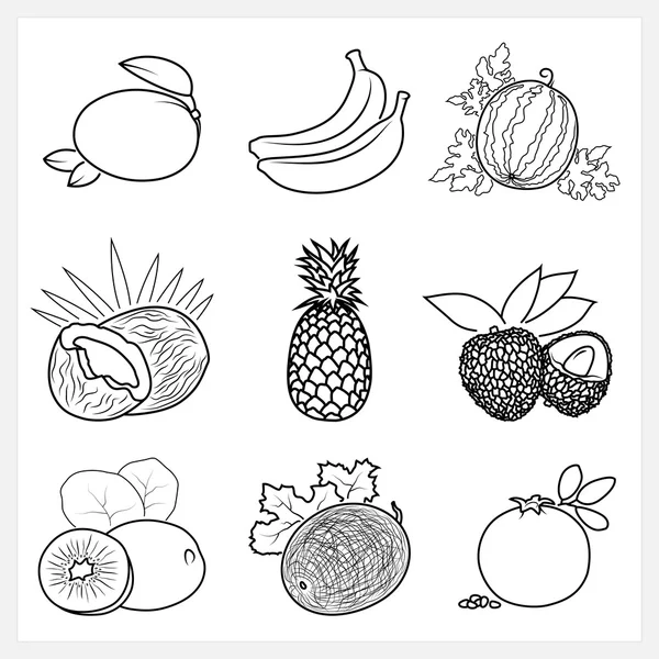 水果线性图标集 — 图库矢量图片