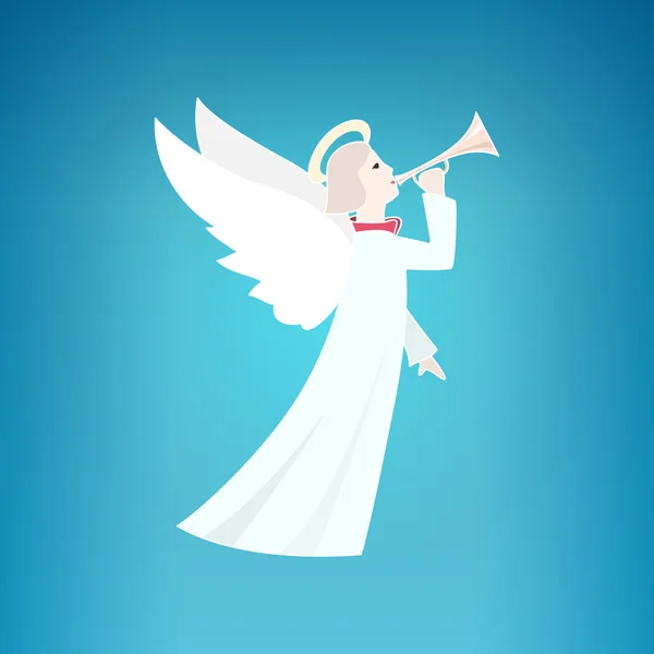 Anjo de Natal branco em um fundo azul — Vetor de Stock