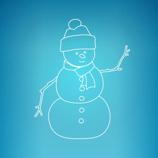 Muñeco de nieve de Navidad sobre un fondo azul — Vector de stock
