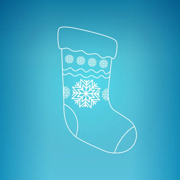 Calcetín de Navidad sobre un fondo azul — Vector de stock