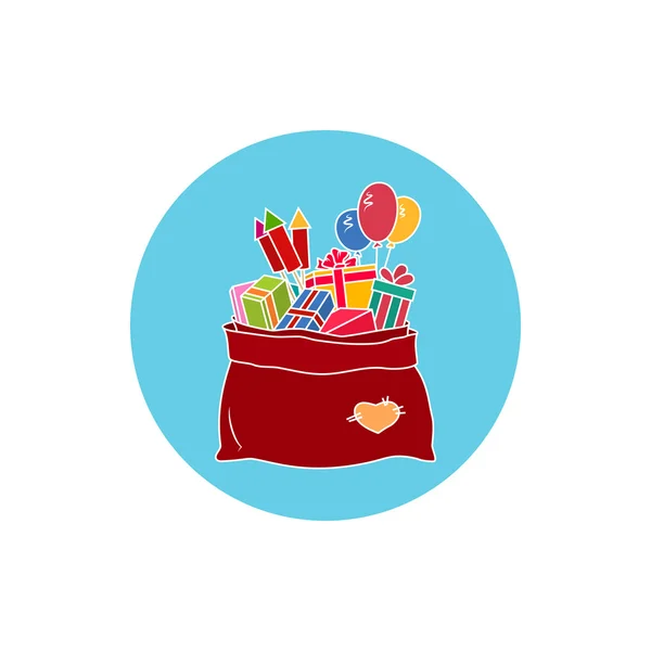 Icono colorido bolsa de Santa Claus — Vector de stock