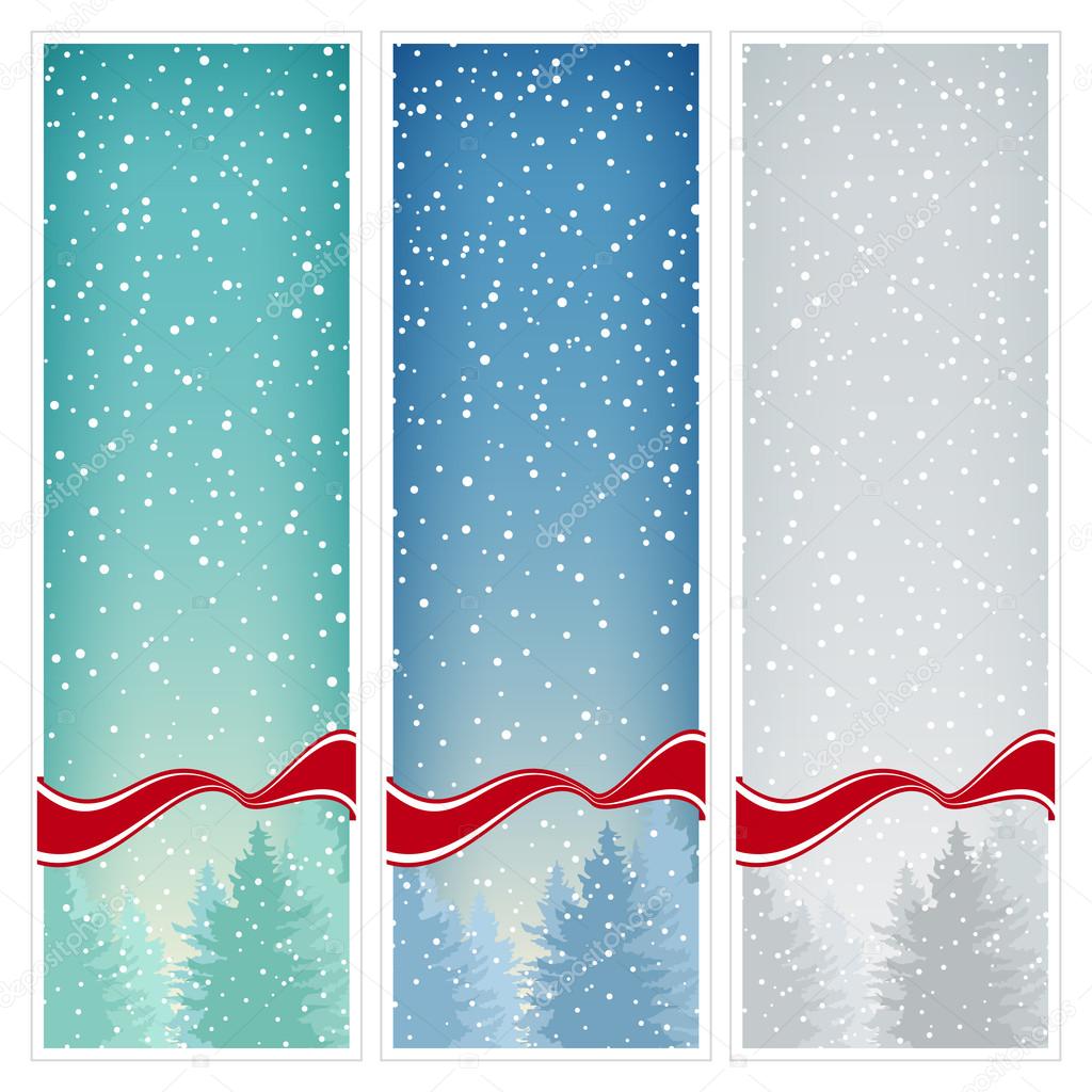 Set of  Vertical Banners with Snowfall