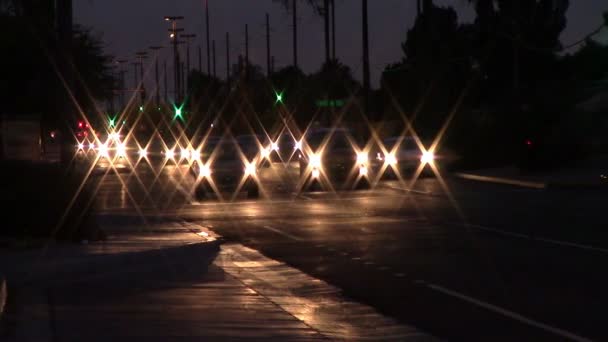 Nacht straat verkeer — Stockvideo