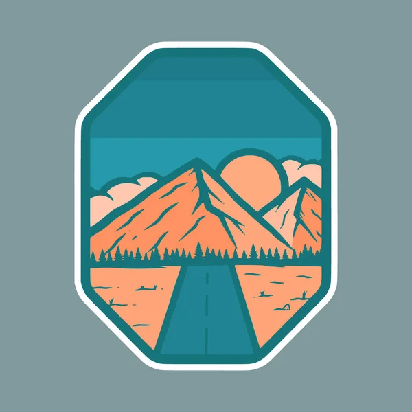 Mountain Emblem Illustration Sticker Tshirt Design — Stock Vector