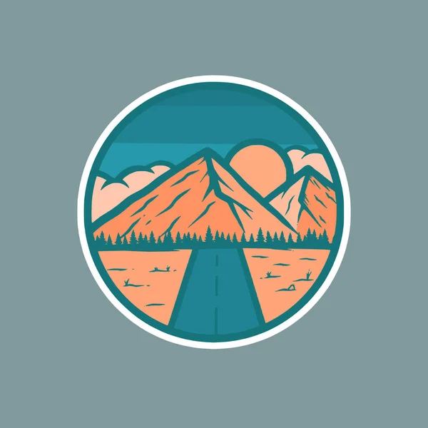 Απεικόνιση Του Εμβλήματος Του Βουνού Για Αυτοκόλλητο Σχέδιο Μπλούζας — Διανυσματικό Αρχείο