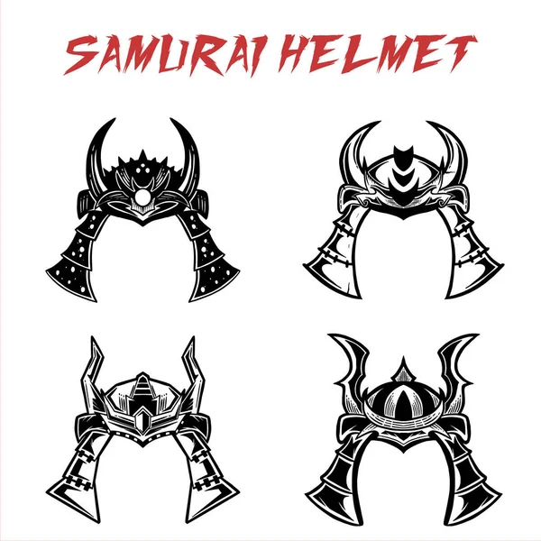 Ilustração Samurai Capacete Pacote — Vetor de Stock