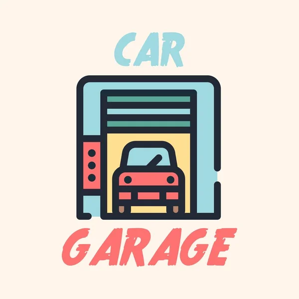 Auto Garage Logo Icona Illustrazione — Vettoriale Stock