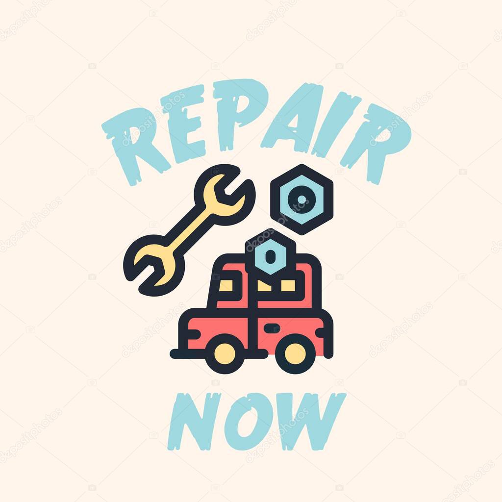 repair now, automotive theme, car icon illustration