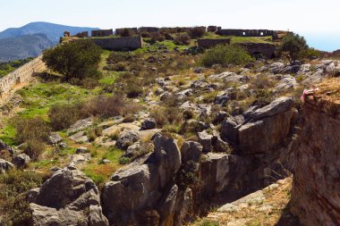 Palamidi Kalesi 'nin kalıntıları. Nafplio, Argolida, Moreloponnese, Yunanistan