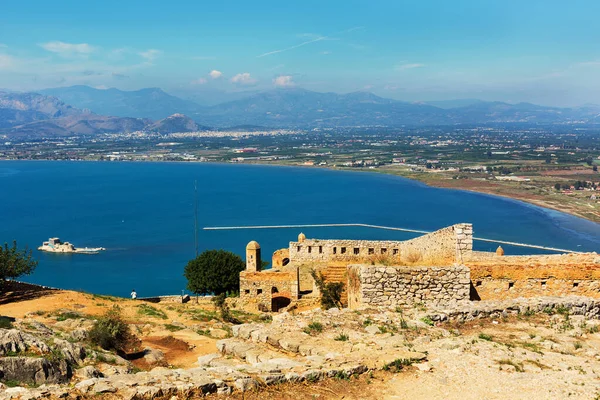 Vista Panorâmica Fortaleza Palamidi Nafplio Peloponeso Grécia Fotos De Bancos De Imagens