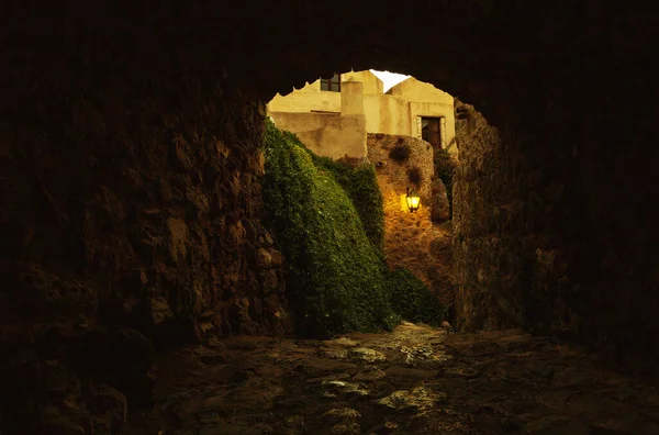 Rue Médiévale Dans Petite Ville Touristique Monemvasia Péloponnèse Grèce — Photo