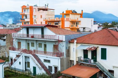 Megalopoli 'deki evleri. Moreloponez, Yunanistan